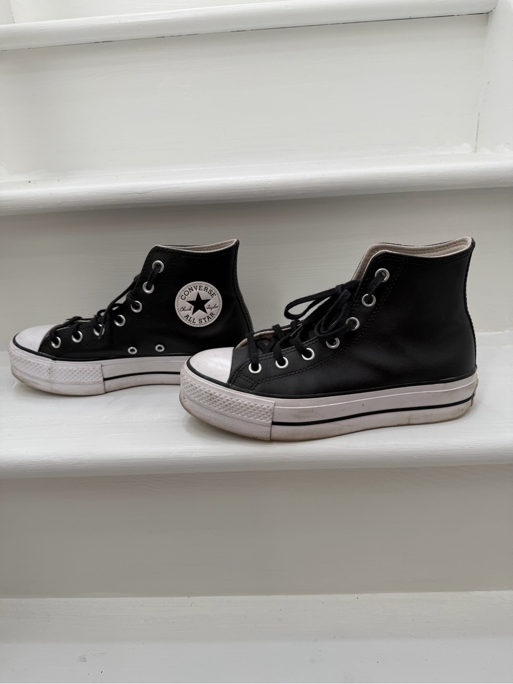 Converse Black High Top Sneakers with White Soles